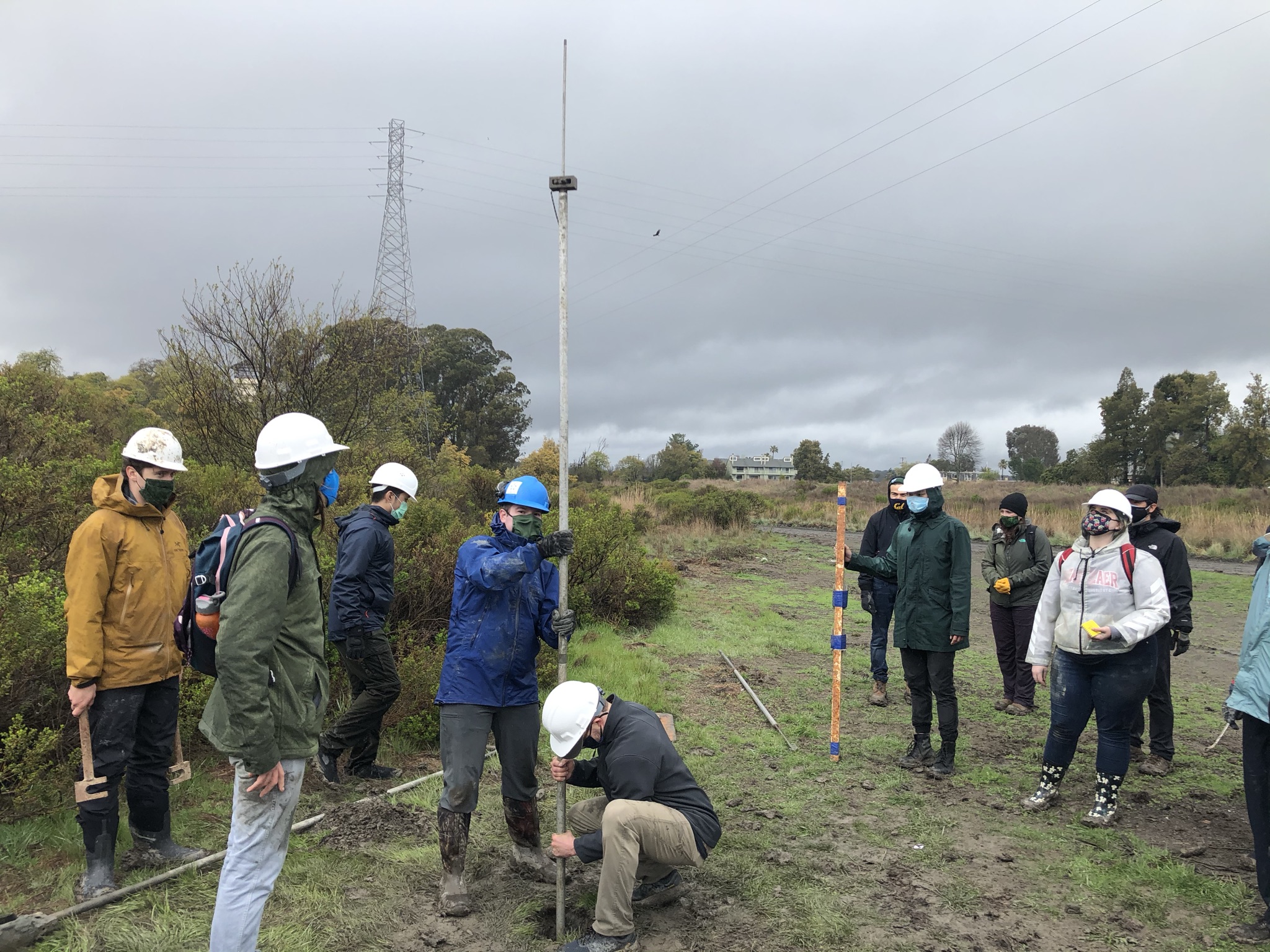 Placement of sampler in borehole to target depth. 