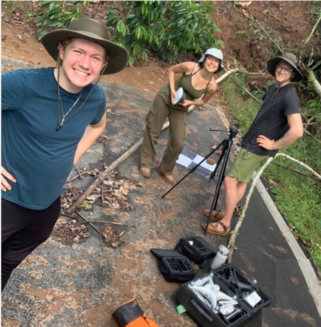 The team setting the base for the GPS for the Phantom RTK drone