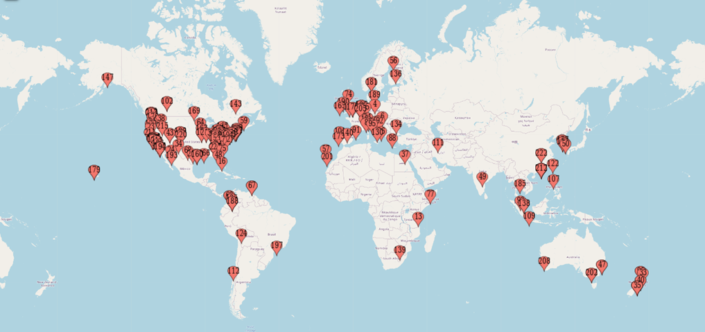 Short Course Participants location